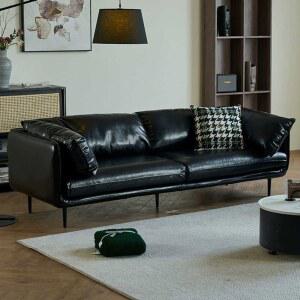 유광 2인용 3인용 카페 소품 가죽소파 3인용쇼파 더블 가죽 실버 폭좁은 거실 1600