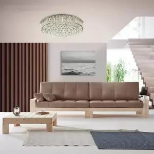 [더젠] 그랑테 고급편백원목 천연통가죽소파세트2(2+2인용/소파테이블포함)