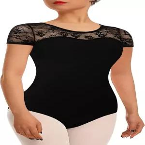 여성 발레 레이스 반팔 댄스 레오타드 탱크 중공 백 댄스웨어