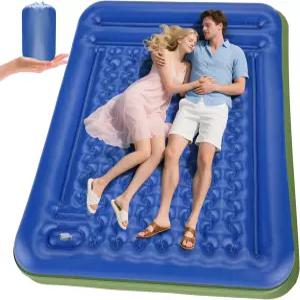 캠핑용 Wusrop 더블 슬리핑 패드 5인치 초강력 자가 팽창식 2인용 매트리스 내장 풋 펌프 배낭여행 하이킹