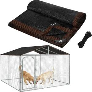 95 고밀도 개 사육장 그늘막 커버 - 그로밋이 포함된 10 x 10피트 업그레이드 메쉬 패널 야외 개집 대형