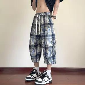 엘럽 남자 배기핏 바지 여름 캐주얼 나염 쿨링 속건 와이드 7부 원템2