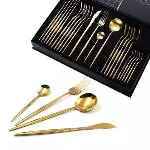 골드색 116CWN86 고품질 고급 양식 식기구 24P 식사 선물 세트 도구