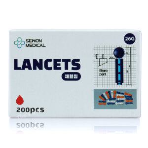 세원 채혈침 란셋 사혈침 26G 200입x1박스(사혈기 채혈기 랜싯 모아 소프트클릭스) 28G 30G 소프트