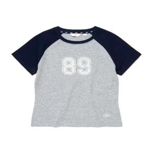 LEE 우먼 래글런 타이포 티셔츠 그레이 LE2602ST68 GR