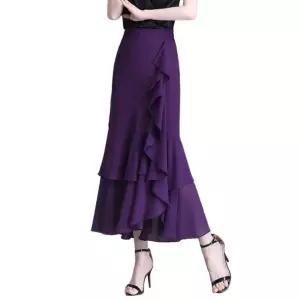 라인댄스 의상 쉬폰 댄스복 데일리룩 탱고 롱스커트 여성