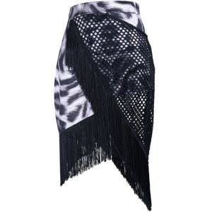 언발 프린지 스커트 방송댄스 힙스터 라인댄스 빅사이즈 입체 간절기 셔링 태슬 허리밴딩