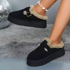 여성 퍼안감 통굽 뮬슬리퍼 1P 키높이 겨울 보온 신발 퍼슬리퍼 여자슬리퍼 여성슬리퍼