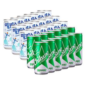 [혼합팩] 탄산음료 190ml 혼합 30캔 (칠성사이다12+밀키스18)