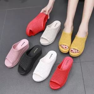 [하프클럽/]6cm 키높이 통굽 펀칭 슬리퍼 여름 사무실실내화