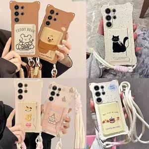 갤럭시 s26 s25 s24 s23 울트라 플러스 귀여운 캐릭터 미니 카드 수납 지갑 로프 스트랩 목걸이 케이스