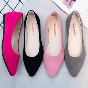 여자 비비드 3컬러 스웨이드 겨울 발편한 플랫슈즈