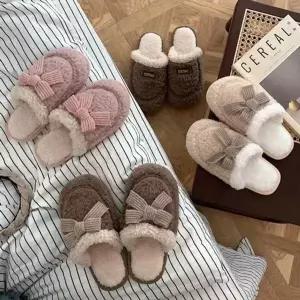 방한슬리퍼 양털 리본 뽀글이 방한슬리퍼-WFNSE9O