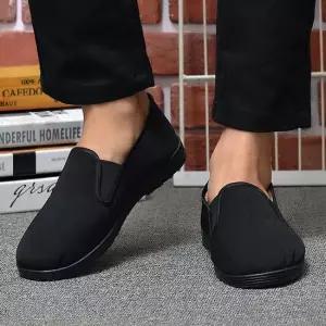 털슬립온 올블랙 단화 남성로퍼 효도화 기모 방한화 방한부츠 털워커 겨울로퍼