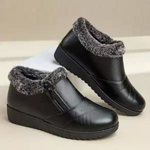 여성 베이직 털안감 방한 로퍼 겨울 발목 신발 부츠