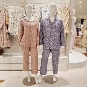 [비비안]이중거즈 플라워나염 커플파자마세트 WP8872RMP8872A