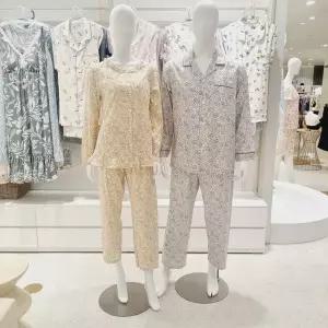 [비비안]60수 주자 플라워나염 커플 파자마세트 WP8867RMP8867A