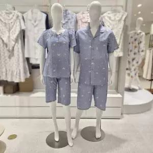 [비비안]CR 고밀도 고양이 잔체크 커플 파자마세트 WP8896RMP8896B