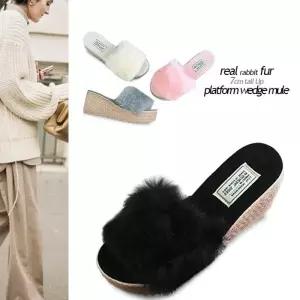 [카미엣뮤즈]리얼퍼 웨지 뮬 슬리퍼_KM19w082