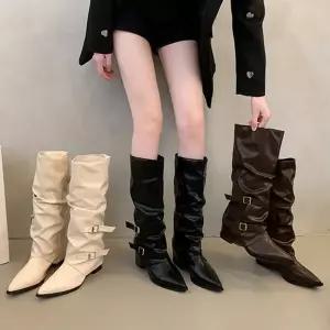 [하프클럽/] 셔링 버클 스타일룩 웨스턴 롱부츠 0277