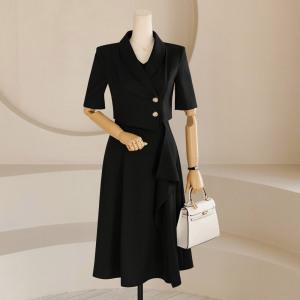 [시크라인] (~XXL까지)모인드 자켓 레이어드 러플 플레어 원피스 여름 하객룩 오피스룩 데이트 모임 미시 빅사이즈