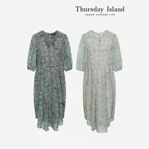 [Thursday Island] 플로럴 브이넥 코쿤 원피스 (T232MOP536W)