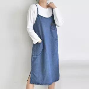 여성 국산 데님 끈나시 멜빵 원피스 11OP0357 빅사이즈 루즈핏 오버핏 봄 여름
