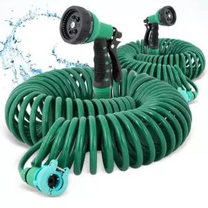 베란다 정원 20m 스프링 코일형 호스 물분사기 세트 수도연결형 호수 세차 실외