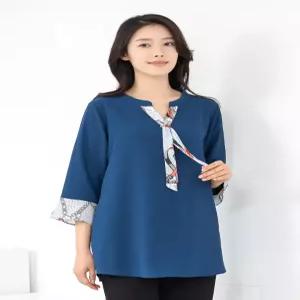 [모슬린]엄마옷 차이나 타이 7부 블라우스 614FGH464 마담중년여성빅사이즈50대60대