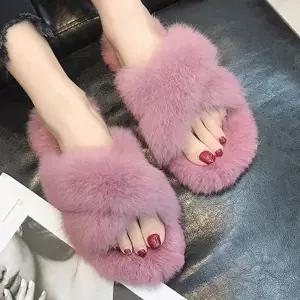 여성 털슬리퍼 퍼 털실내화 거실화 사무실 슬리퍼_25068186