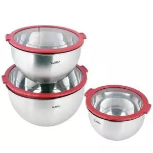 3P세트 스텐 뚜껑 믹싱볼세트 눈금 스텐볼 베이킹볼