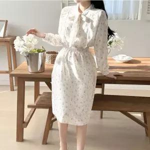 (튼튼)플라워 러플 원피스 봄 가을 쉬폰 프릴 여자 데이트룩 예쁜 여성의류 하늘하늘 프린팅