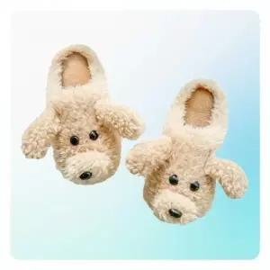 강아지 털실내화 겨울 여성 실내화 사무실슬리퍼