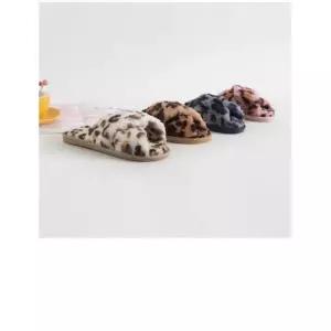 [옷자락]여자 겨울 페이크퍼 따뜻한 신발 레오파드 호피 털 슬리퍼