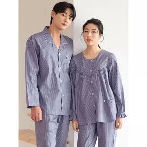[하프클럽/메이플라워]퍼플ST 긴팔 순면 커플 빅사이즈 잠옷 세트 (택1)