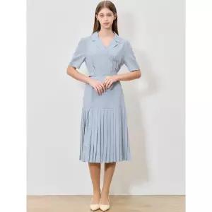 [쉬즈미스][쉬즈미스(SHESMISS)] 고감도 플리츠 믹스스플릿 카라 원피스 (택가격 3780