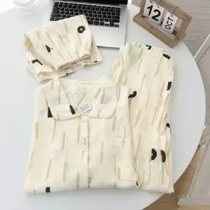 면 여름 잠옷세트 스리피스 MN 커플 실내복 유화 세트 반팔 잠옷 OOTD2