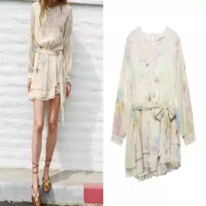 여성 2025 봄 플로럴 패턴 크로세 프린트 드레스