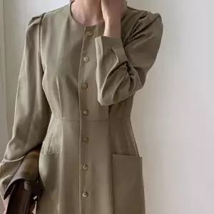 퍼프소매 하객패션 원피스 LDN-20250189 빈티지 핀턱 디자인 드레스