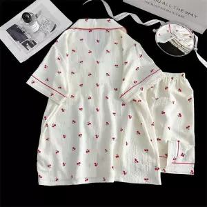 수피 여름 겉옷 세트 체리 카디건 가능 잠옷세트 실내복 반팔 잠옷 커플 JEN2