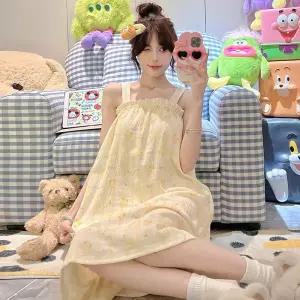 수피 치마 여름 커플 잠옷세트 큐티한 잠옷 끈 패드 편안한 통나시 학생 JEN2