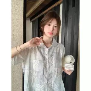 수피 면 여름 체크 컴포트 잠옷세트 커플 쿨링 세트 실내복 잠옷 JEN2