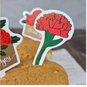 ( )데코픽 선물 어버이날 스승의날 어린이집 5매 카네이션 토퍼 꽃 꾸미기 부모님 포장 케이크