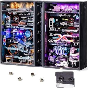 로보타임 3D 퍼즐 플라스틱 모델 키트 LED 조명으로 마블 런 세트 테크니컬 핸드크래프트 게임 데스크