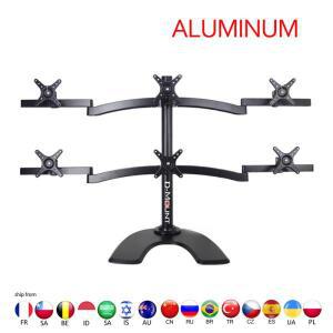 D-MOUNT T6-A 10-27인치 6개 화면 테이블 마운트 LCD TV 스탠드 풀 모션 높이 조절 모니터 데스크 지지대