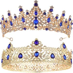 2개의 왕과 왕비 왕관 남성 왕실 여성 공주 티아라 의상 헤드웨어 결혼식 홈커밍 파티 장식용 블랙