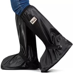 반사판이 있는 두루이 블랙 방수 신발 커버 재사용 및 접이식 스노우 레인 부츠 남성용