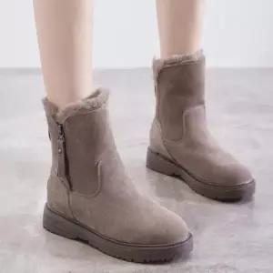 발편한부츠 여성 겨울 털부츠 스웨이드 옆지퍼 방한 미들 부츠