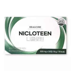 니클로틴 600mg X 30정 1박스 헬큐어 프리미엄 솔루션 클로렐라
