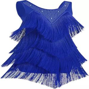 이바콤 여성용 라틴 댄스 드레스 프린지 스팽글 플래퍼 볼룸 1920년대 태슬 살사 탱고 의상